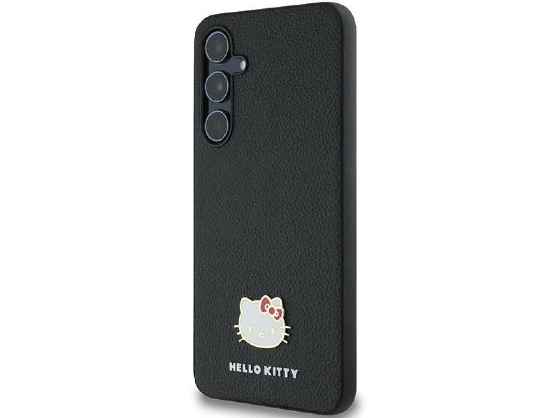 Funda metálica con logo de Hello Kitty para Samsung Galaxy A55 - negra