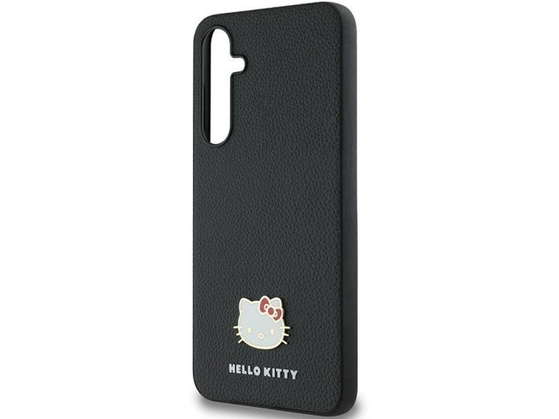 Funda metálica con logo de Hello Kitty para Samsung Galaxy A55 - negra
