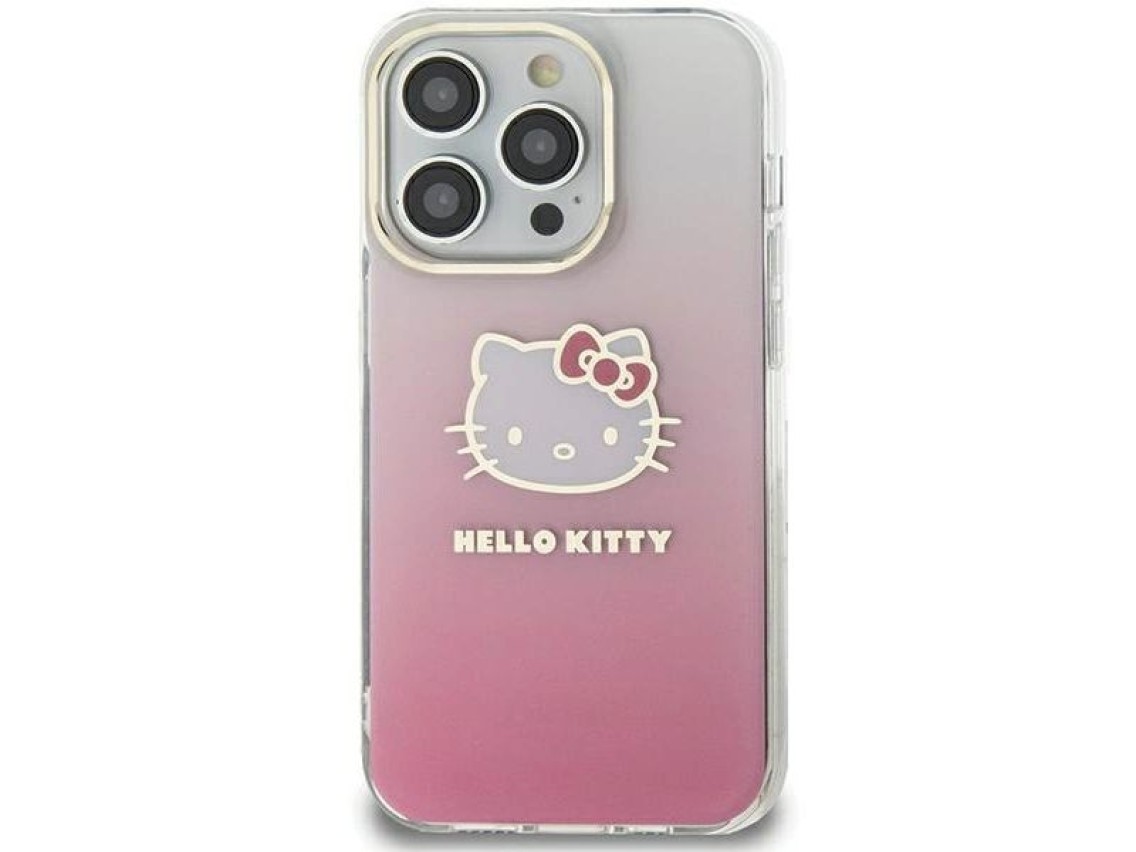 Capa Hello Kitty IML Gradient Electrop Kitty Head para Samsung Galaxy A55 - rosa