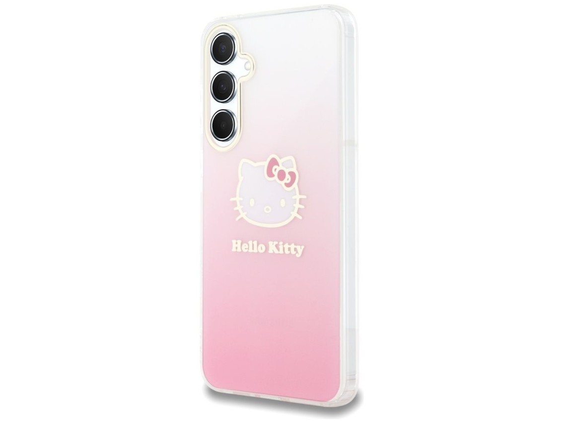 Capa Hello Kitty IML Gradient Electrop Kitty Head para Samsung Galaxy A55 - rosa