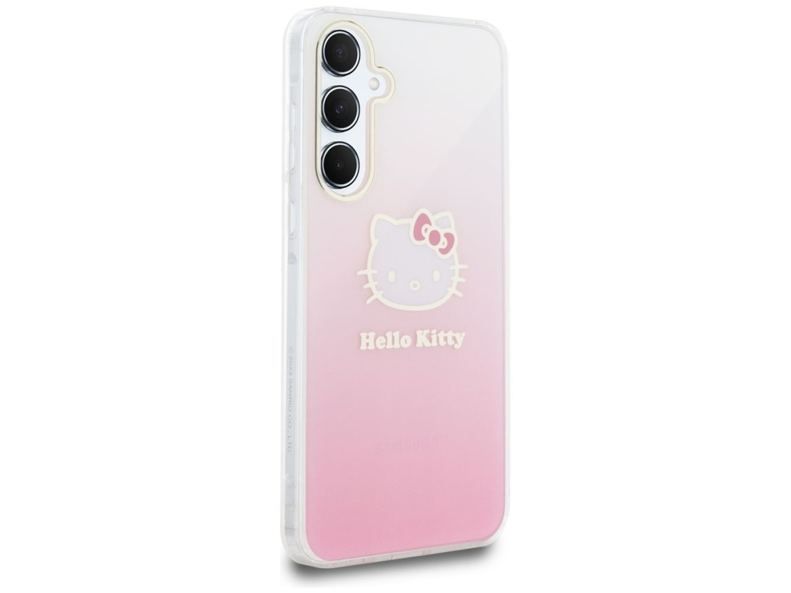 Capa Hello Kitty IML Gradient Electrop Kitty Head para Samsung Galaxy A55 - rosa