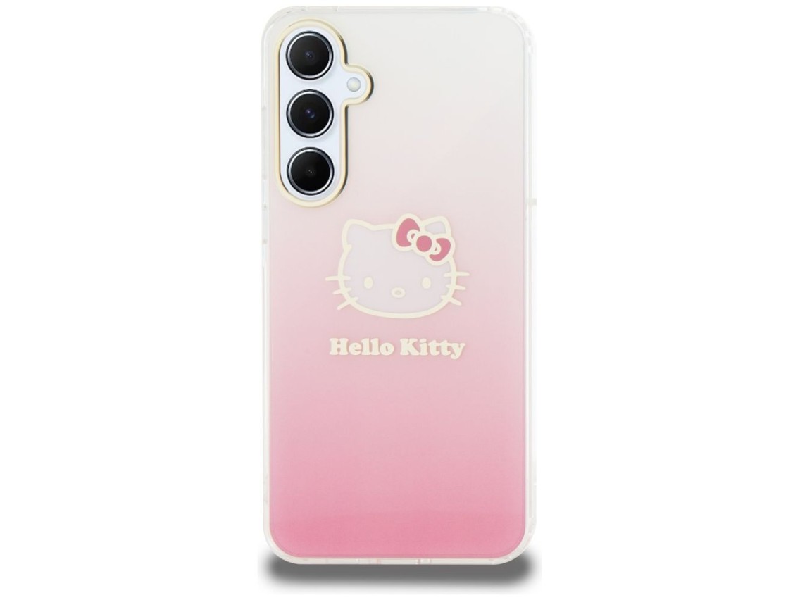 Capa Hello Kitty IML Gradient Electrop Kitty Head para Samsung Galaxy A55 - rosa