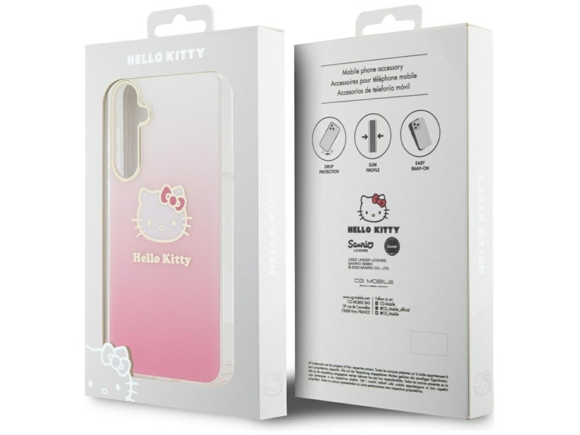 Capa Hello Kitty IML Gradient Electrop Kitty Head para Samsung Galaxy A55 - rosa
