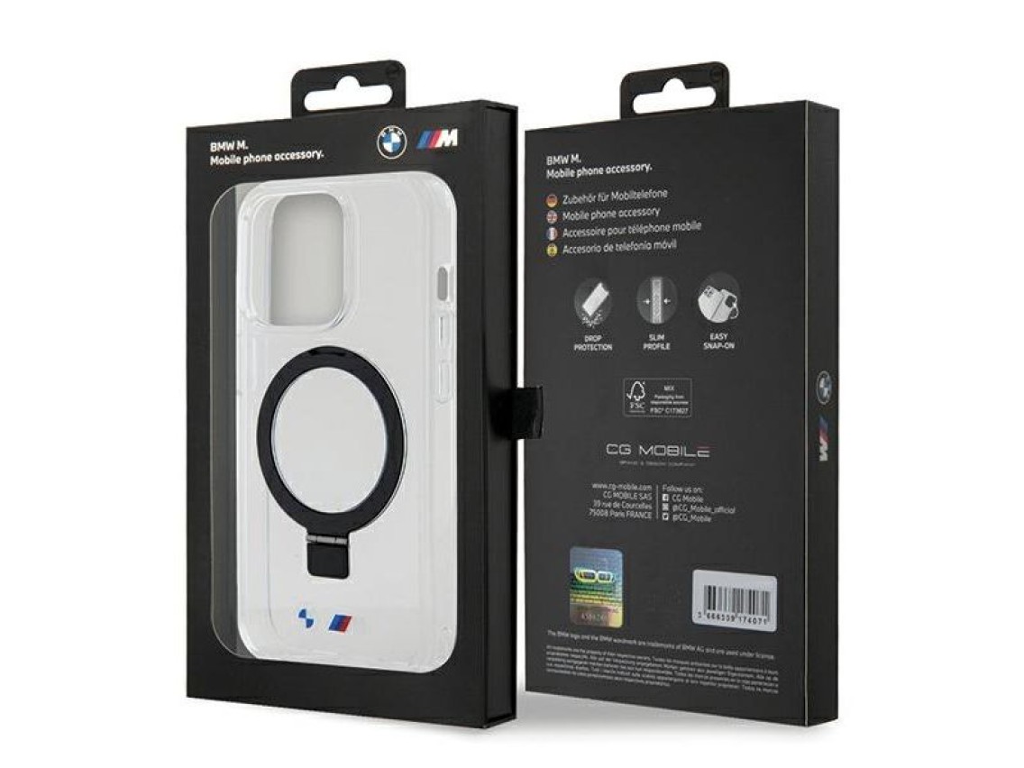 Capa MagSafe BMW Ring Stand M Collection para iPhone 15 Pro - Transparente