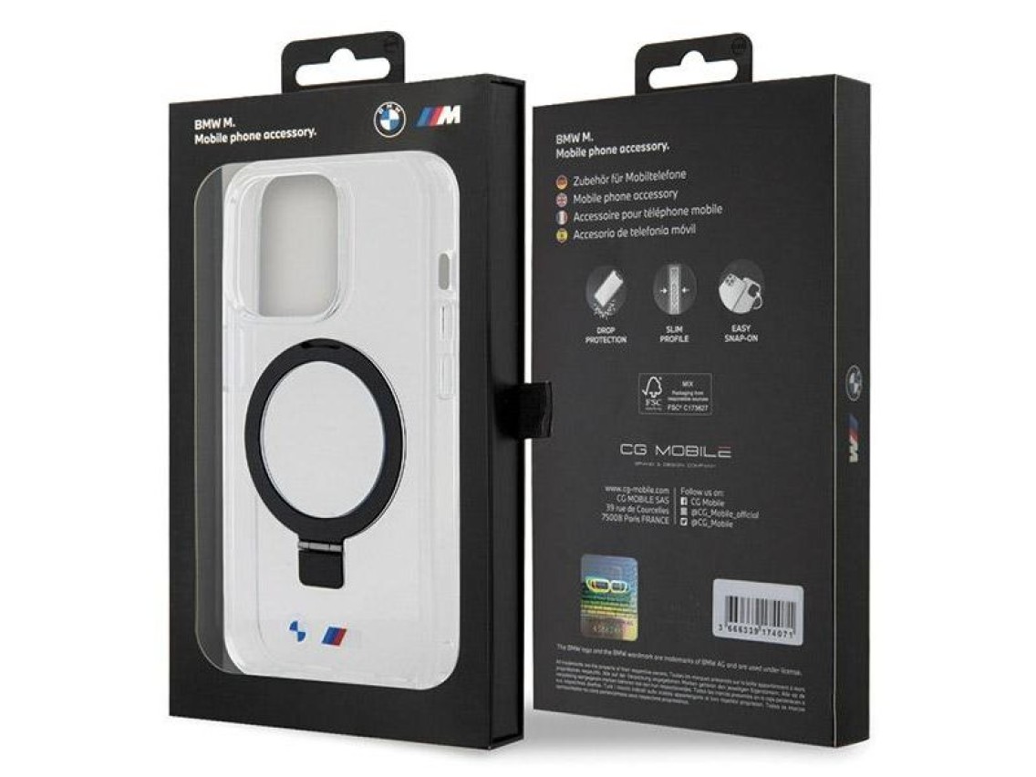 Capa MagSafe BMW Ring Stand M Collection para iPhone 15 Pro Max - transparente
