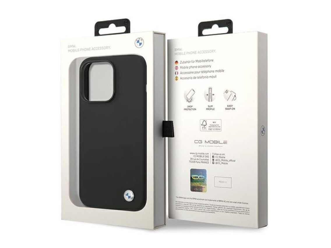 BMW Silicone Metal Logo case for iPhone 15 Pro - black