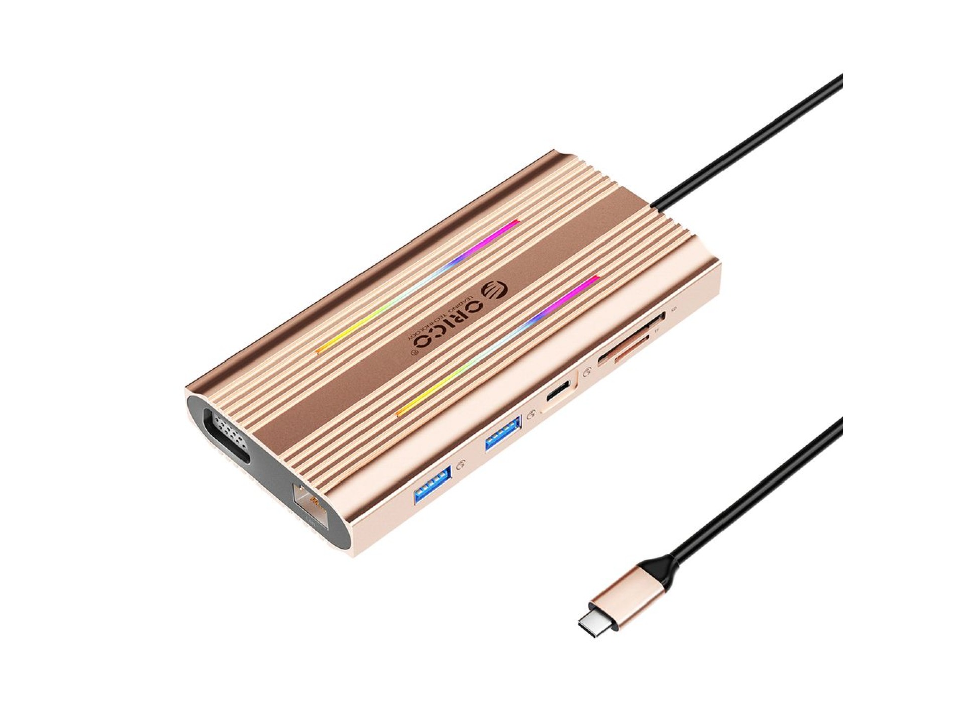 Estación de acoplamiento Orico XDR 12 en 1 RGB USB-C USB-A USB-C PD 100W 2x HDMI 4K 60Hz VGA RJ45 Gi
