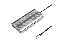 Esta��o de acoplamento Orico XDR 12 em 1 RGB USB-C, USB-A, USB-C PD 100W, 2x HDMI, 4K 60Hz, VGA, RJ4