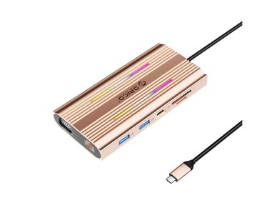 Orico XDR 12in1 RGB USB-C Docking Station USB-A USB-C PD 100W 2x HDMI 4K 60Hz VGA RJ45 Gigabit SD an