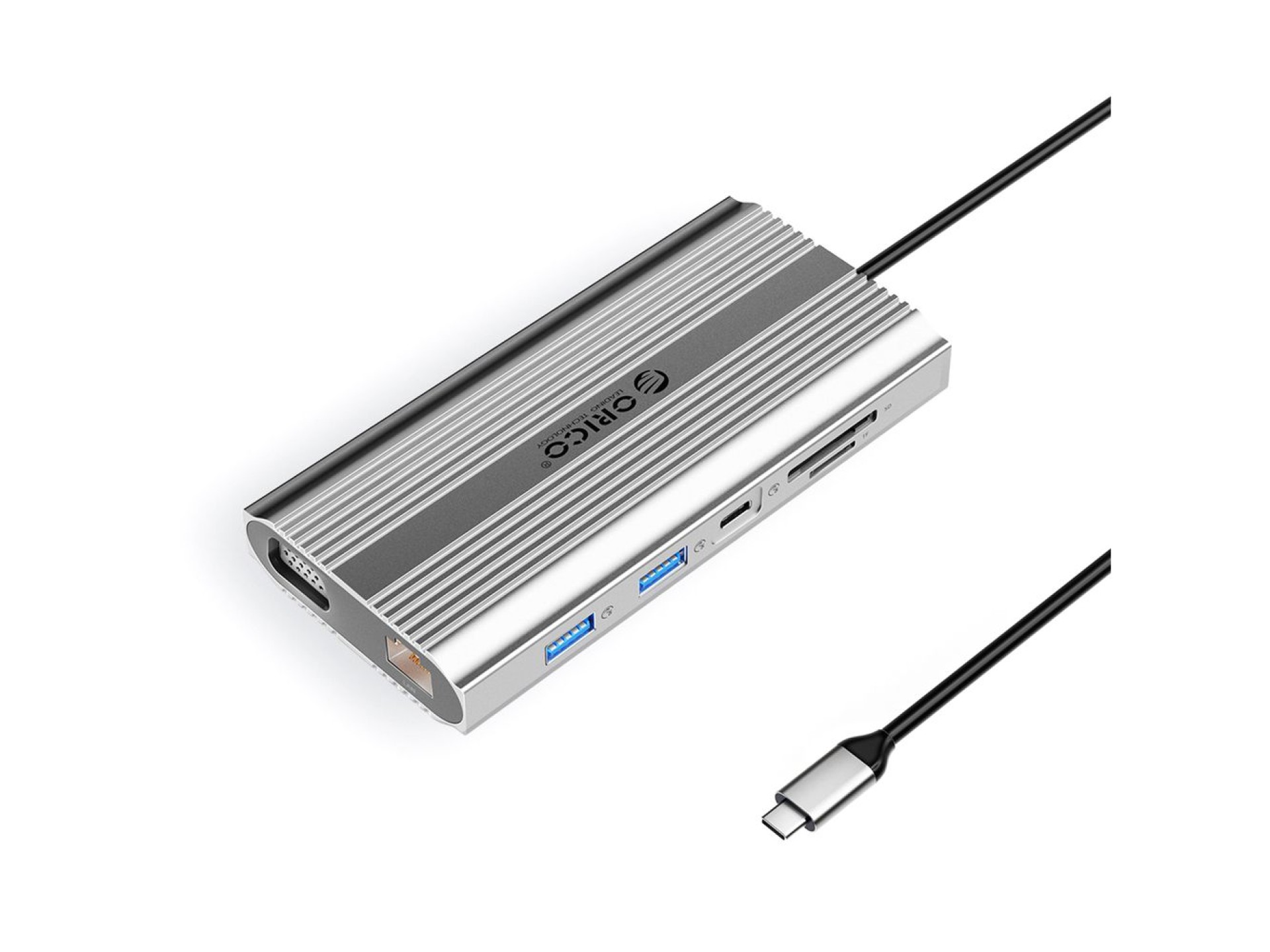 Estação de acoplamento Orico XDR 12 em 1 USB-C, USB-A, USB-C, HDMI, 4K, VGA, RJ45, Gigabit PD 100W,
