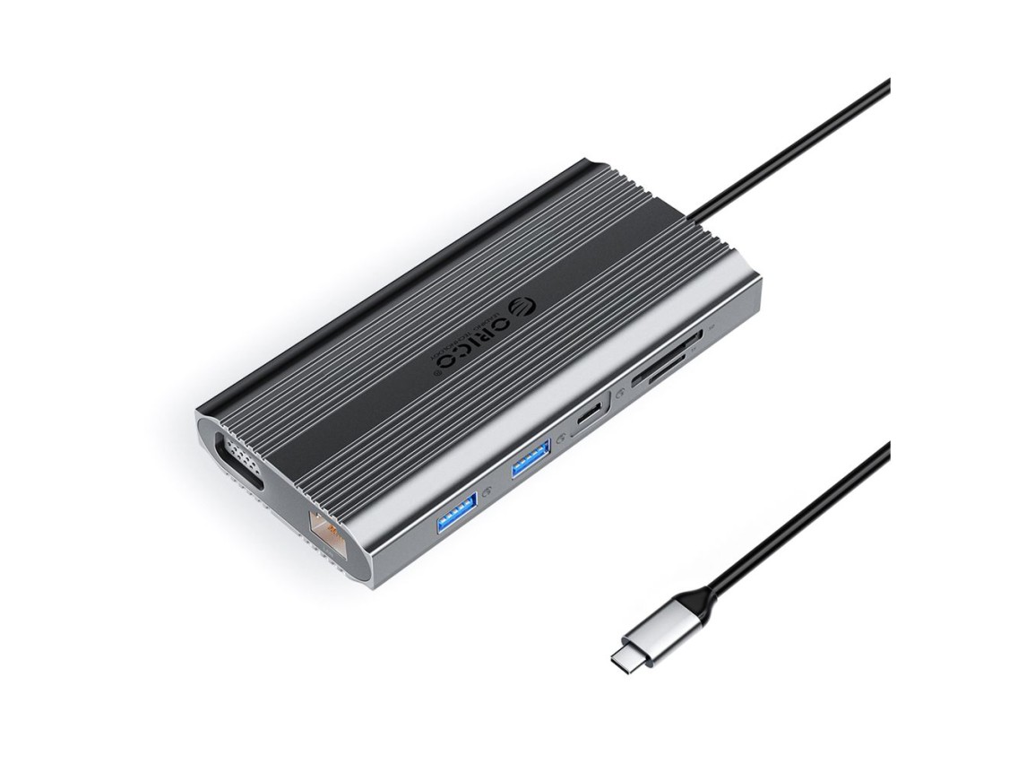 Estaci�n de acoplamiento Orico XDR 12 en 1 USB-C USB-A USB-C HDMI 4K VGA RJ45 Gigabit PD 100W Lector