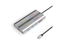 Esta��o de acoplamento Orico XDR 12 em 1 RGB USB-C, USB-A, USB-C, 2x HDMI, 4K 60 Hz, DisplayPort 4K 