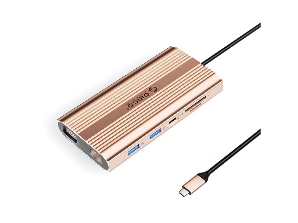 Estaci�n de acoplamiento Orico XDR 12 en 1 USB-C USB-A USB-C HDMI 4K VGA RJ45 Gigabit PD 100W Lector