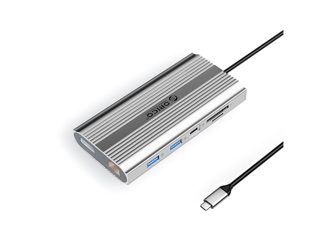 Estação de acoplamento Orico XDR 12 em 1 USB-C, USB-A, USB-C, 2x HDMI 4K 60Hz, DisplayPort 4K 60Hz,