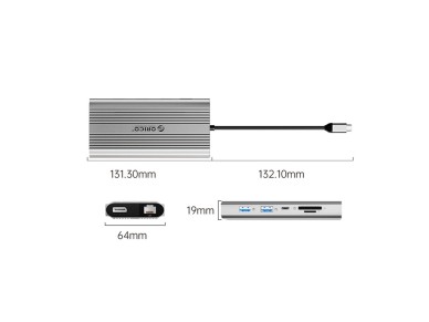 Estaci�n de acoplamiento Orico XDR 12 en 1 USB-C USB-A USB-C 2x HDMI 4K 60Hz DisplayPort 4K 60Hz RJ4