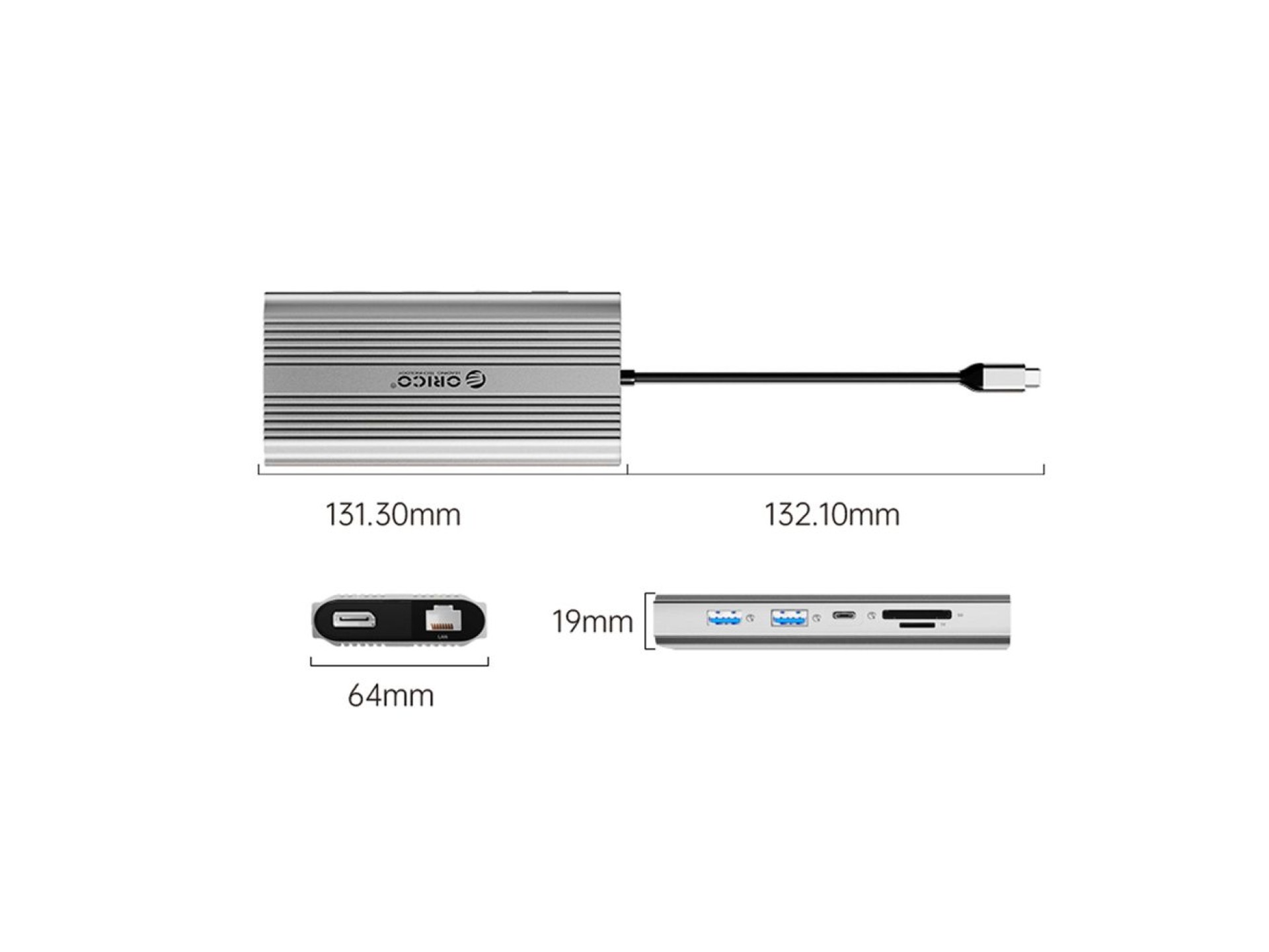 Estação de acoplamento Orico XDR 12 em 1 USB-C, USB-A, USB-C, 2x HDMI 4K 60Hz, DisplayPort 4K 60Hz,