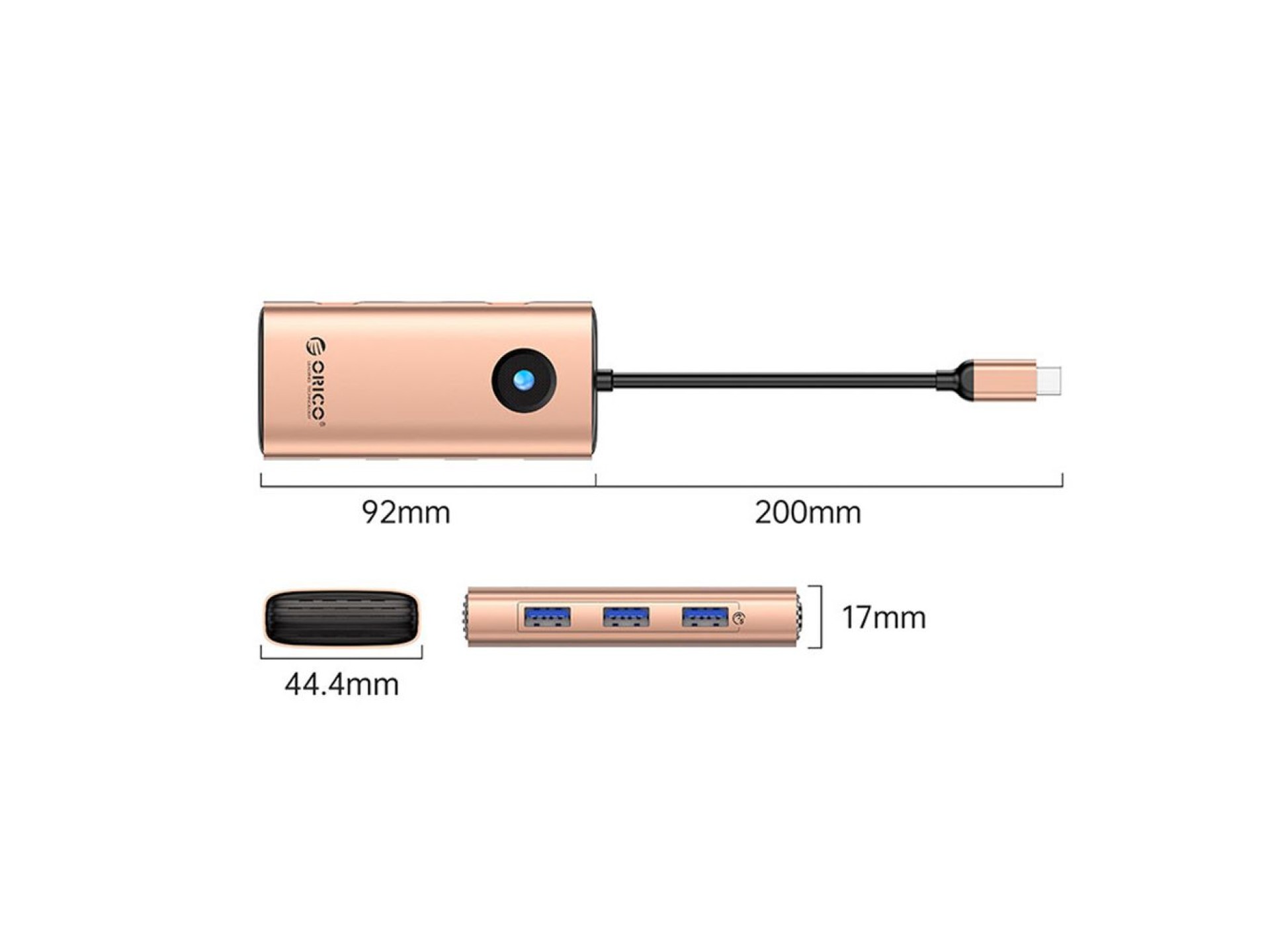 Estación de acoplamiento Orico PW11 6 en 1 USB-C: 3 puertos USB-A 3.0, 1 puerto USB-C 3.0, 1 puerto