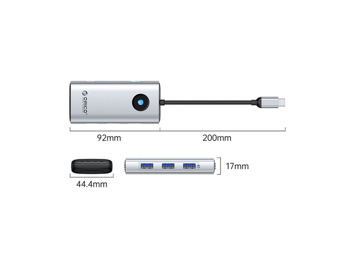 Orico PW11 6in1 USB-C Docking Station 3x USB-A 3.0 1x USB-C 3.0 1x USB-C PD 100 W 1x HDMI 4K 30Hz -