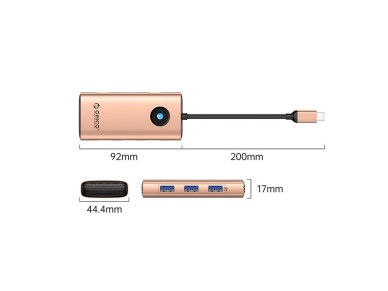 Estaci�n de acoplamiento Orico PW11 6 en 1 USB-C: 3 puertos USB-A 3.0, 1 puerto USB-C 3.0, 1 puerto 