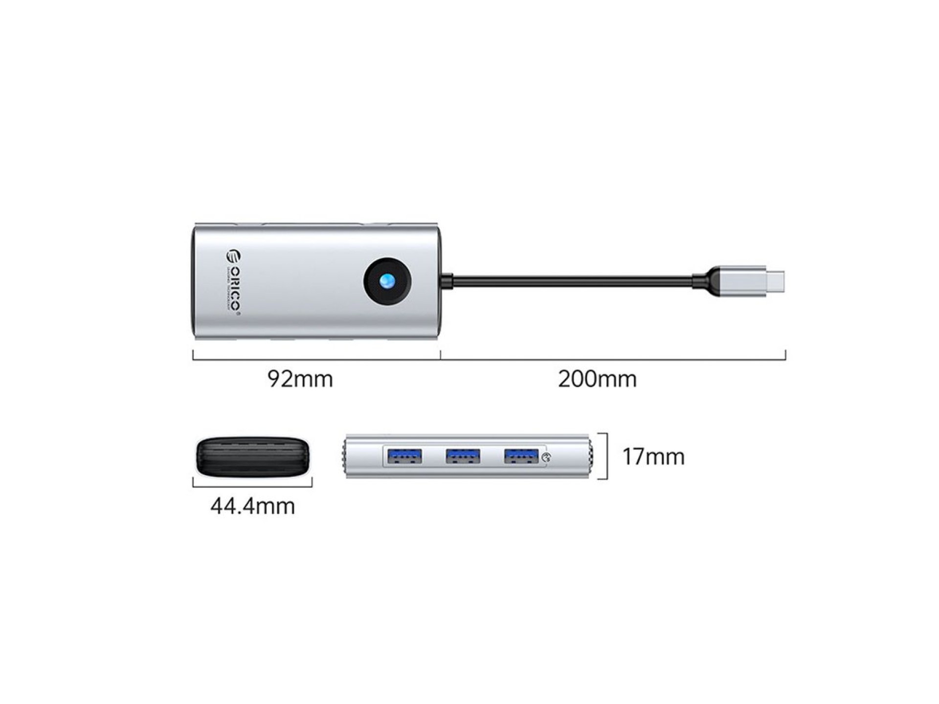 Orico PW11 6in1 USB-C Docking Station 3x USB-A 3.0 1x USB-C PD 100W 1x HDMI 4K 30Hz 1x RJ45 2.5G Eth
