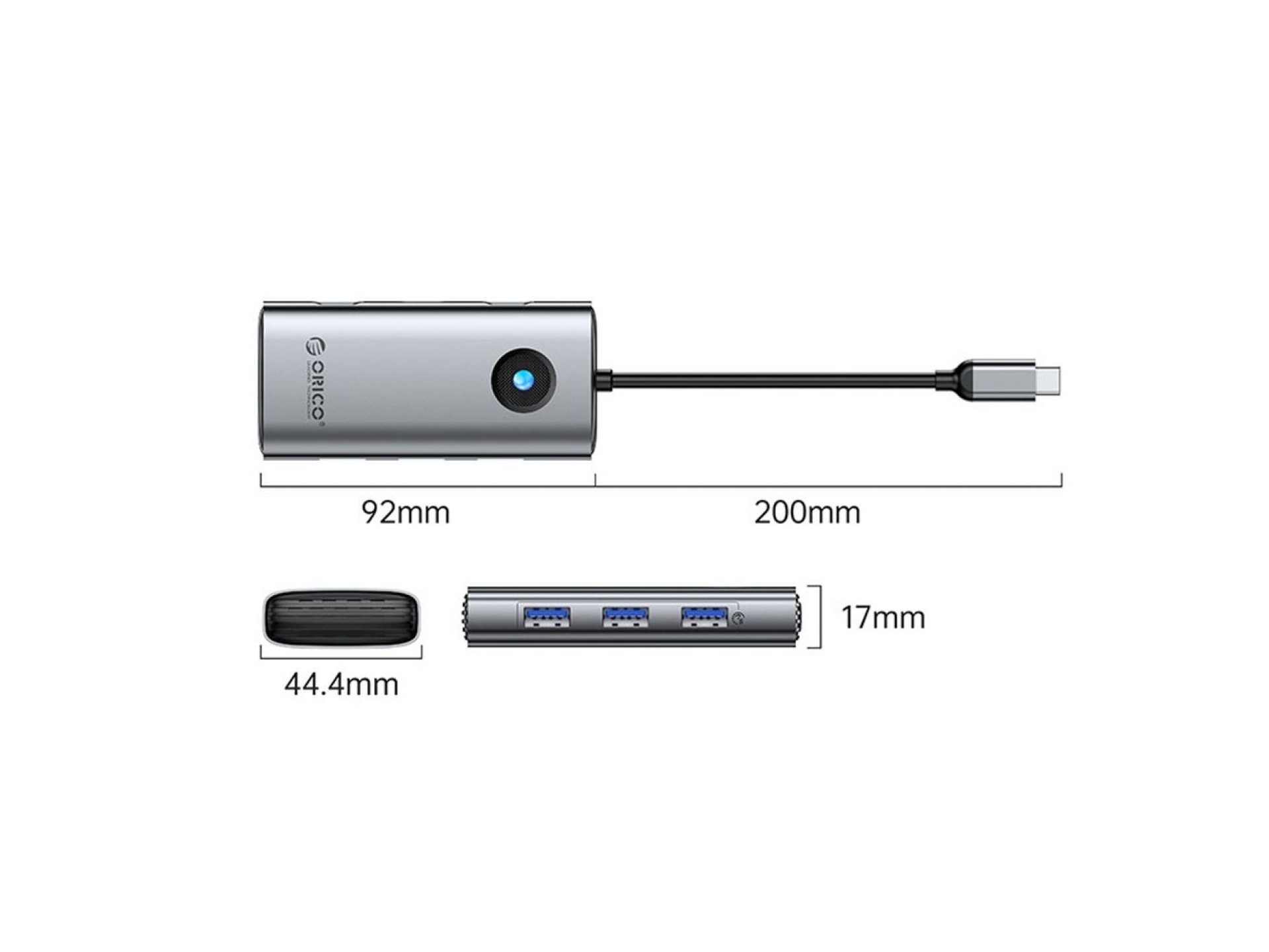 Orico PW11 6in1 USB-C Docking Station 3x USB-A 3.0 1x USB-C PD 100W 1x HDMI 4K 30Hz 1x RJ45 2.5G Eth
