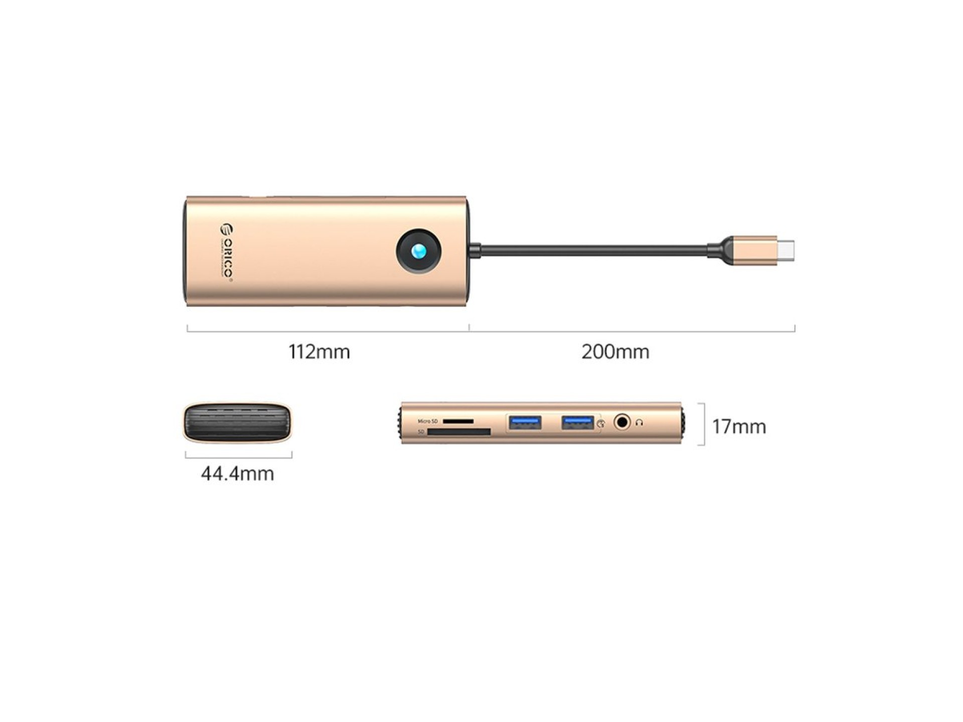 Estação de acoplamento Orico PW11 8 em 1 USB-C: 2x USB-A 3.0, 1x USB-C PD 100W, 1x HDMI 4K 60Hz, 1x