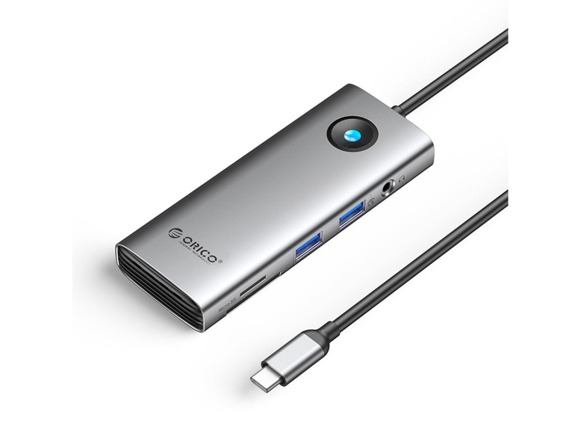 Estação de acoplamento Orico PW11 8 em 1 USB-C: 2x USB-A 3.0, 1x USB-C PD 100W, 1x HDMI 4K 60Hz, 1x
