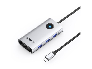 Esta��o de acoplamento Orico PW11 6 em 1 USB-C: 3 portas USB-A 3.0, 1 porta USB-C PD 100W, 1 porta H