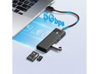 Hub USB Orico PAPW3AT-U3 com 4 portas (3x USB-A 3.0) e leitor de cartão microSD/SD (1 m) - preto Hub USB Orico PAPW3AT-U3 com 4 portas (3x USB-A 3.0) e leitor de cartão microSD/SD (1 m) - preto