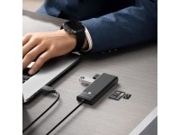 Hub USB Orico PAPW3AT-U3 com 4 portas (3x USB-A 3.0) e leitor de cartão microSD/SD (1 m) - preto Hub USB Orico PAPW3AT-U3 com 4 portas (3x USB-A 3.0) e leitor de cartão microSD/SD (1 m) - preto