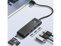 Hub USB Orico PAPW3AT-U3 com 4 portas (3x USB-A 3.0) e leitor de cartão microSD/SD (1 m) - preto Hub USB Orico PAPW3AT-U3 com 4 portas (3x USB-A 3.0) e leitor de cartão microSD/SD (1 m) - preto