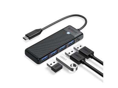 Hub USB Orico PAPW4A-C3 de 4 puertos (4 puertos USB-A 3.0, 0,15 m) - negro Hub USB Orico PAPW4A-C3 de 4 puertos (4 puertos USB-A 3.0, 0,15 m) - negro