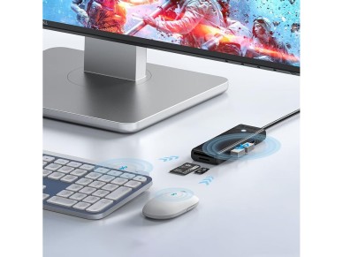 Hub USB Orico PAPW3AT-U3 com 4 portas (3x USB-A 3.0) e leitor de cart�o microSD/SD (1 m) - preto