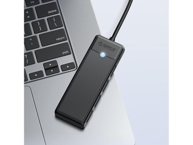 Hub USB Orico PAPW4A-C3 de 4 puertos (4 puertos USB-A 3.0, 0,15 m) - negro Hub USB Orico PAPW4A-C3 de 4 puertos (4 puertos USB-A 3.0, 0,15 m) - negro