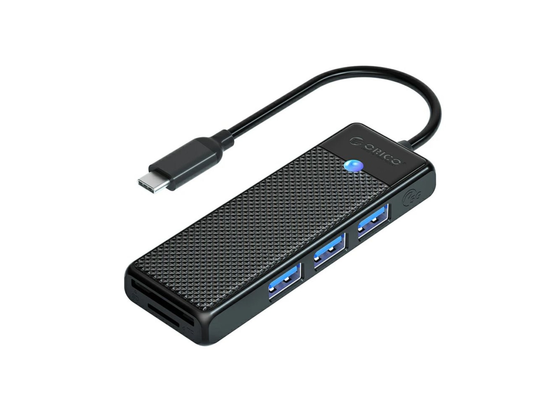 Orico PAPW3AT-C3 USB Hub 4-port 3x USB-A 3.0 with microSD/SD card reader 0.15 m - black