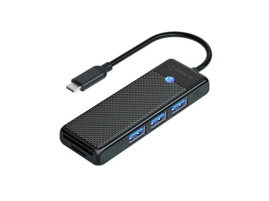Hub USB Orico PAPW3AT-C3 de 4 puertos (3 puertos USB-A 3.0) con lector de tarjetas microSD/SD, 1 m -