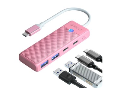 Hub USB Orico PAPW2AC-C3-C3 de 4 puertos: 2 puertos USB-A 3.0 y 1 puerto USB-C 3.0 con carga USB-C P