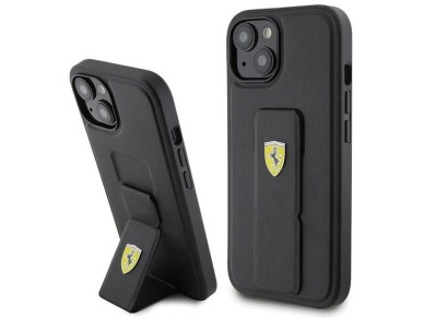 Ferrari Grip Stand Metal Logo case for iPhone 15 - black Ferrari Grip Stand Metal Logo case for iPhone 15 - black