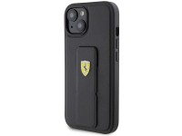 Capa Ferrari Grip Stand com logotipo metálico para iPhone 15 - preta Capa Ferrari Grip Stand com logotipo metálico para iPhone 15 - preta
