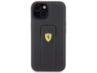 Capa Ferrari Grip Stand com logotipo metálico para iPhone 15 - preta Capa Ferrari Grip Stand com logotipo metálico para iPhone 15 - preta