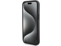 Capa Ferrari Grip Stand com logotipo metálico para iPhone 15 - preta Capa Ferrari Grip Stand com logotipo metálico para iPhone 15 - preta