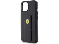 Capa Ferrari Grip Stand com logotipo metálico para iPhone 15 - preta Capa Ferrari Grip Stand com logotipo metálico para iPhone 15 - preta