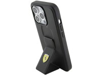 Capa Ferrari Grip Stand com logotipo metálico para iPhone 15 Pro Max - preta Capa Ferrari Grip Stand com logotipo metálico para iPhone 15 Pro Max - preta