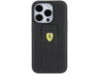 Capa Ferrari Grip Stand com logotipo metálico para iPhone 15 Pro Max - preta Capa Ferrari Grip Stand com logotipo metálico para iPhone 15 Pro Max - preta