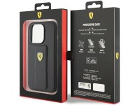 Capa Ferrari Grip Stand com logotipo metálico para iPhone 15 Pro Max - preta Capa Ferrari Grip Stand com logotipo metálico para iPhone 15 Pro Max - preta