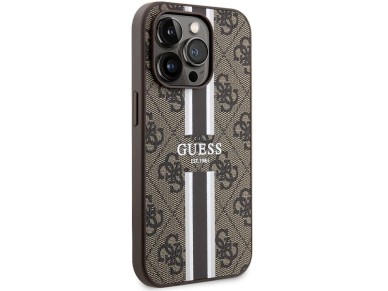 Guess 4G Printed Stripes MagSafe case for iPhone 15 Pro - brown Guess 4G Printed Stripes MagSafe case for iPhone 15 Pro - brown