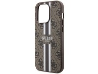 Capa Guess 4G com estampa de listras e MagSafe para iPhone 15 Pro - marrom Capa Guess 4G com estampa de listras e MagSafe para iPhone 15 Pro - marrom