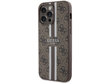 Funda Guess 4G con estampado de rayas y MagSafe para iPhone 15 Pro Max - marrón Funda Guess 4G con estampado de rayas y MagSafe para iPhone 15 Pro Max - marrón