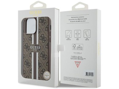 Funda Guess 4G con estampado de rayas y MagSafe para iPhone 15 Pro Max - marrón Funda Guess 4G con estampado de rayas y MagSafe para iPhone 15 Pro Max - marrón