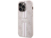 Capa Guess 4G com estampa de listras e MagSafe para iPhone 15 Pro - rosa
